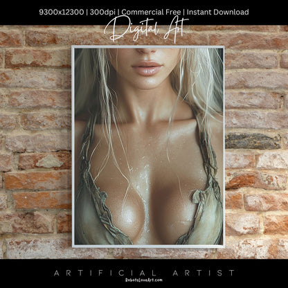 Blonde Bombshell Loincloth Cleavage | Instant Download | Fantasy Digital AI Art | LGBT Artwork (Copy)