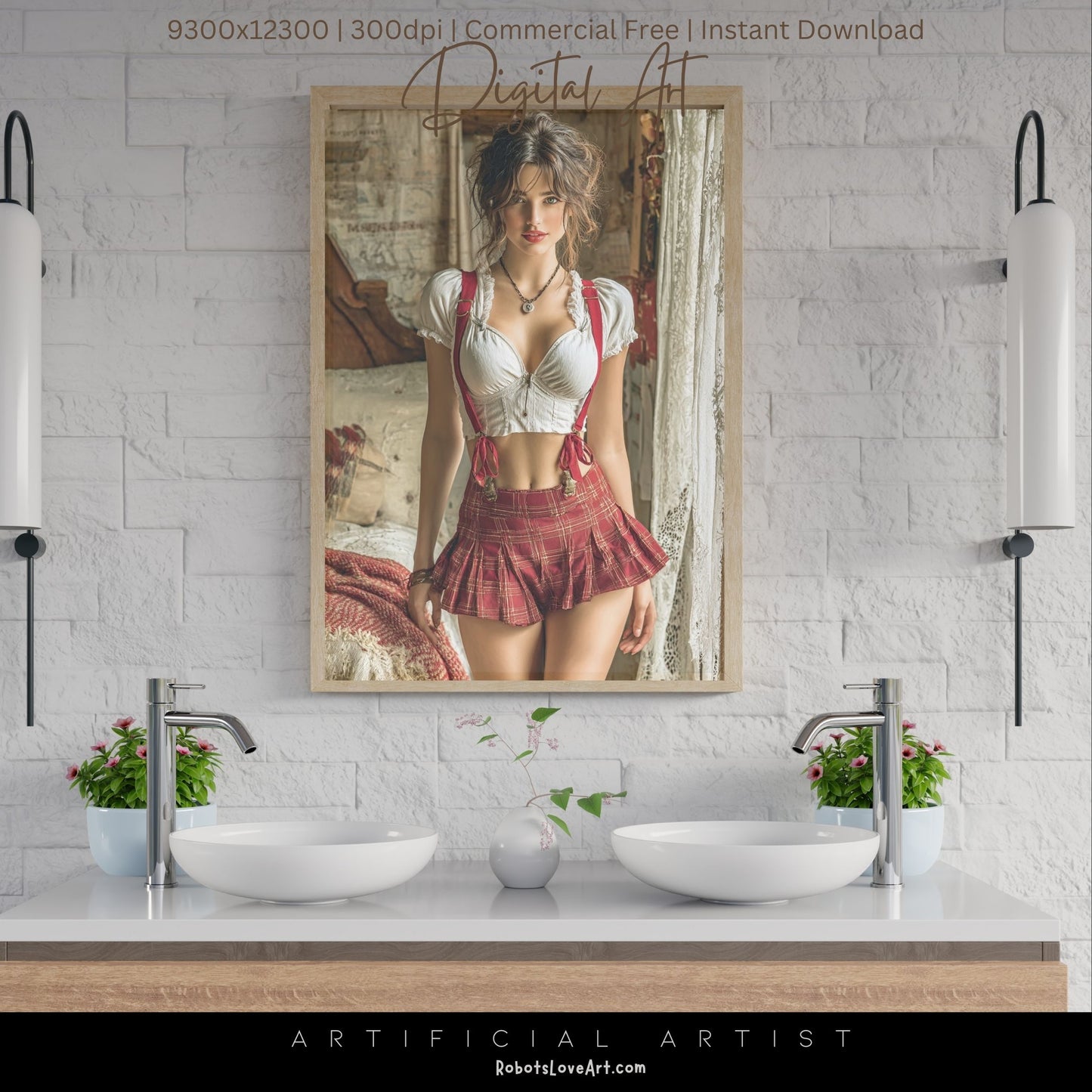 Sexy College Uniform | Instant Download | Fantasy Digital AI Art | Hot Girl
