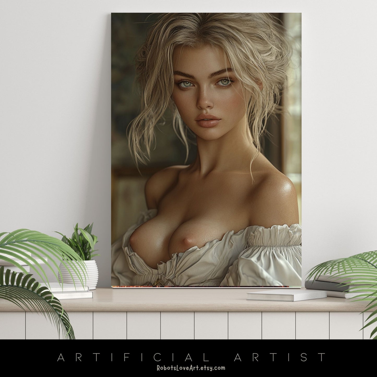 Topless Blonde Beauty | Sexy Babe | Instant Download | Digital AI Art