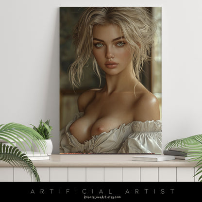 Topless Blonde Beauty | Sexy Babe | Instant Download | Digital AI Art