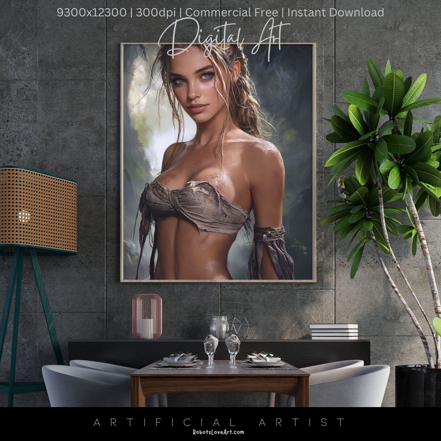 Babe in the Jngle | Instant Download | Fantasy Digital AI Art | Hot Girl