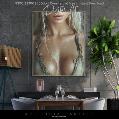Blonde Bombshell Loincloth Cleavage | Instant Download | Fantasy Digital AI Art | LGBT Artwork (Copy)