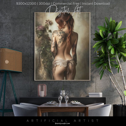 From Behind Pinup Calendar | Instant Download | Fantasy Digital AI Art | Sexy Lace