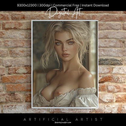 Topless Blonde Beauty | Sexy Babe | Instant Download | Digital AI Art
