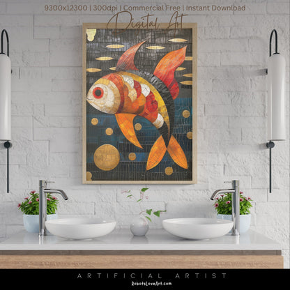 Colorful Mosaic Fish | Instant Download | Digital AI Art | Decor