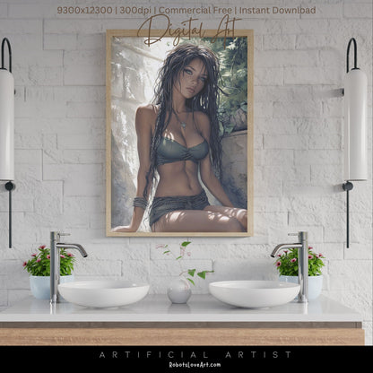 Relaxing in Israeli Spa  | Instant Download | Fantasy Digital AI Art | Hot Girl