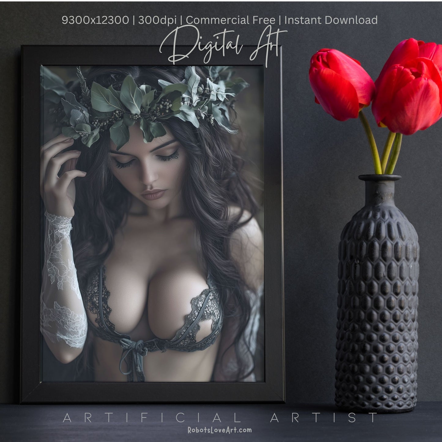 All Natural Sexy Babe  | Instant Download | Fantasy Digital AI Art | Sexy Laceup