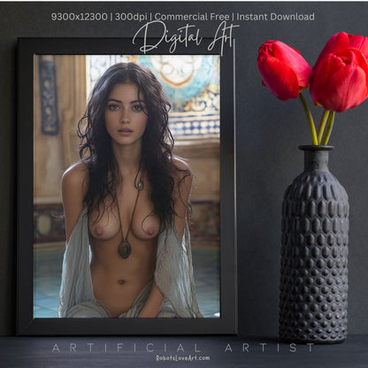 Topless Amulet| Sexy Babe | Instant Download | Digital AI Art