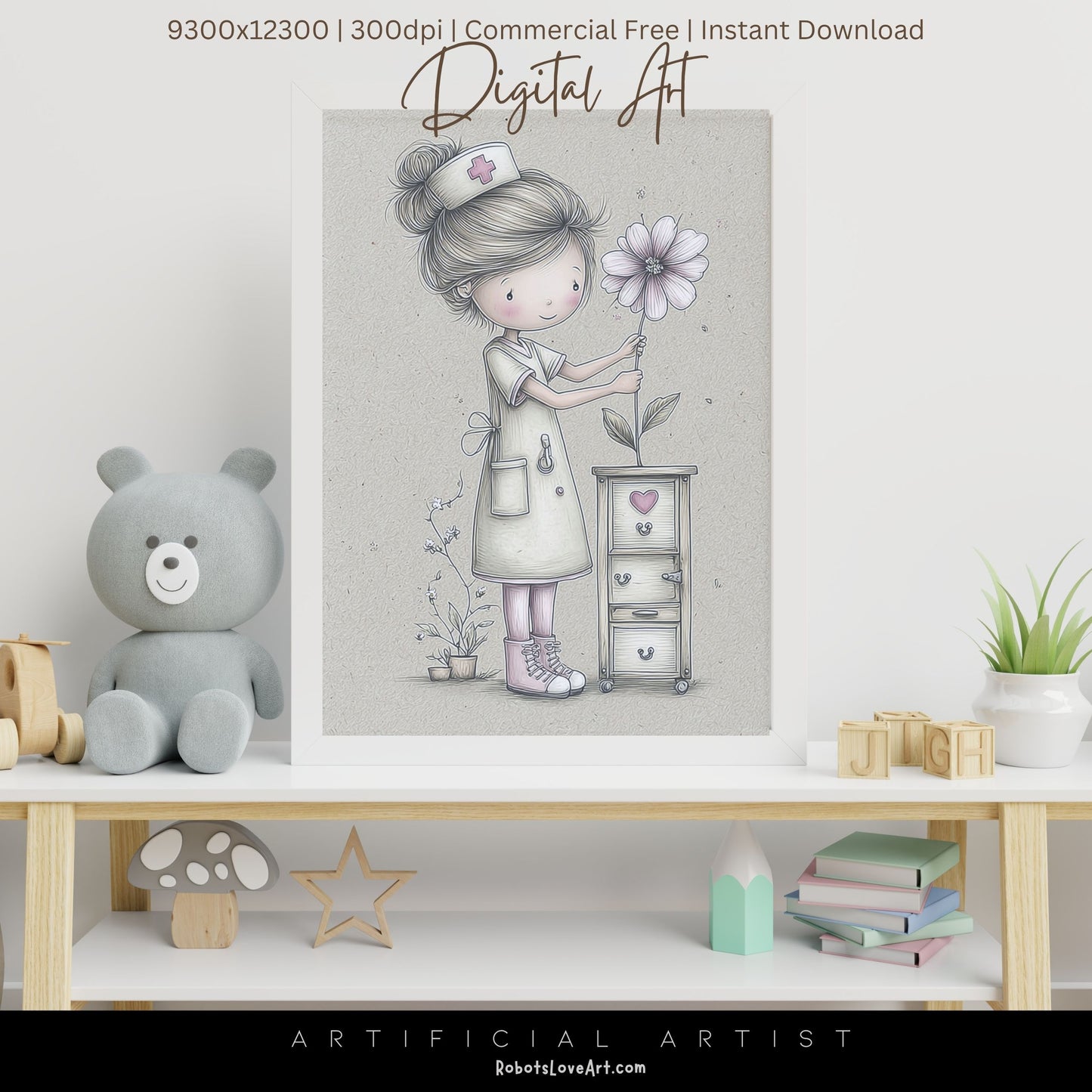 The Little Nurse | Instant Download | Digital AI Art | Registered Nurse Love