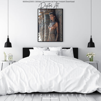 Beautiful Egyptian Goddess | Topless | Instant Download | Digital AI Art