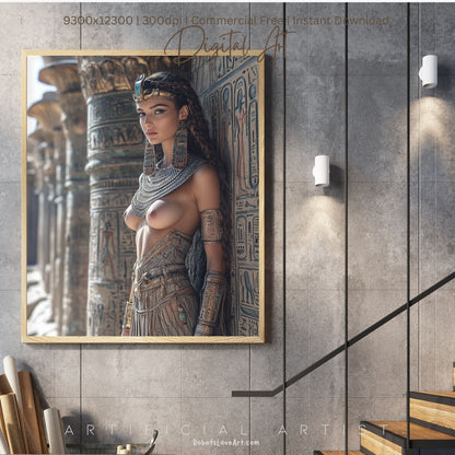 Beautiful Egyptian Goddess | Topless | Instant Download | Digital AI Art