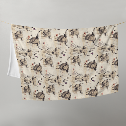 Girl Grunge Country Highland Cow Pattern Throw Blanket | 2 Sizes