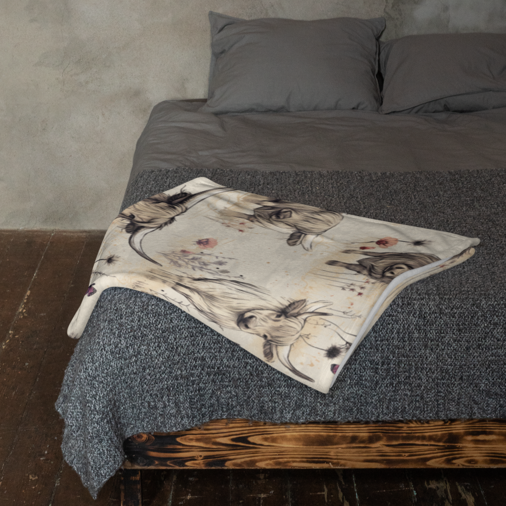 Girl Grunge Country Highland Cow Pattern Throw Blanket | 2 Sizes