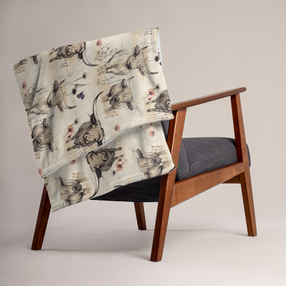 Girl Grunge Country Highland Cow Pattern Throw Blanket | 2 Sizes
